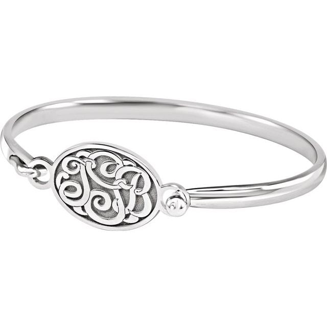 Sterling Silver, Rhodium Plated, Initial 'T' Bracelet - Product