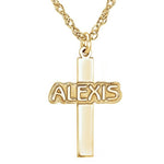 14K Gold-Plated Sterling Silver 18x13 mm Nameplate Monogram Cross Necklace