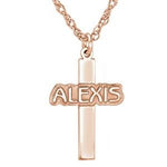 14K Gold-Plated Sterling Silver 18x13 mm Nameplate Monogram Cross Necklace