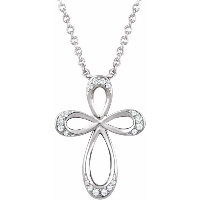 Sterling Silver 1/10 CTW Diamond Cross 18" Necklace