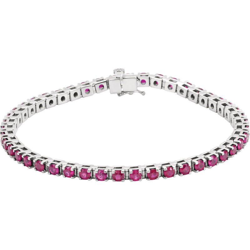 14K White Ruby Line 7" Bracelet