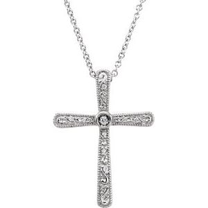 14K .05 CTW Diamond Cross 18" Necklace