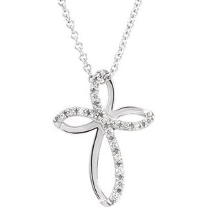 14K 1/10 CTW Diamond Cross 18" Necklace