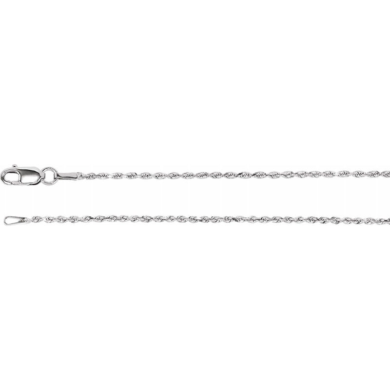 Sterling Silver 1.3 mm Diamond Cut Rope 20" Chain