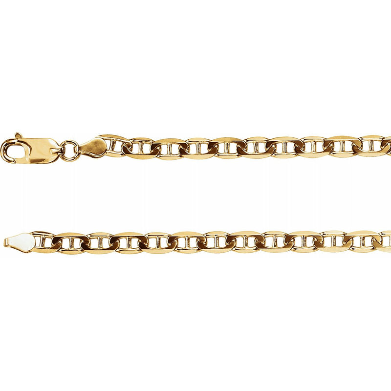 14K Yellow 4.5 mm Curbed Anchor 24" Chain