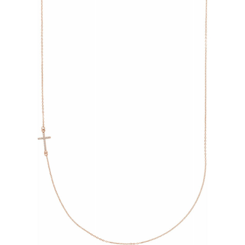 Rose Gold Sideways Cross Necklace – Designed by Stacey Jewelry, LLC