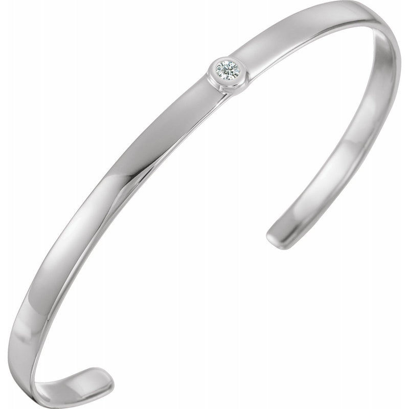 Sterling Silver 1/10 CT Diamond Cuff 6" Bracelet