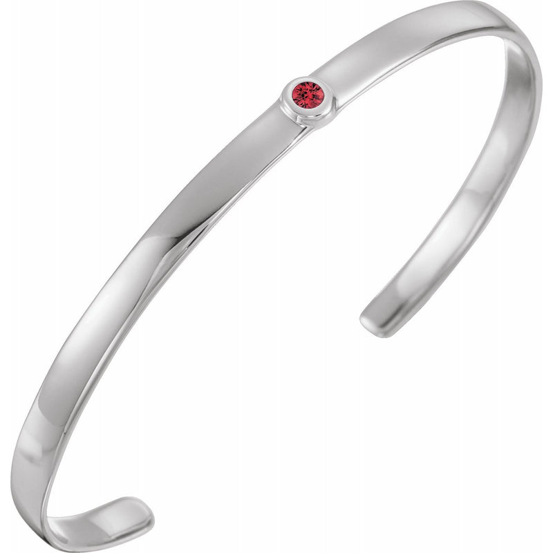 14K White Ruby Cuff 6" Bracelet