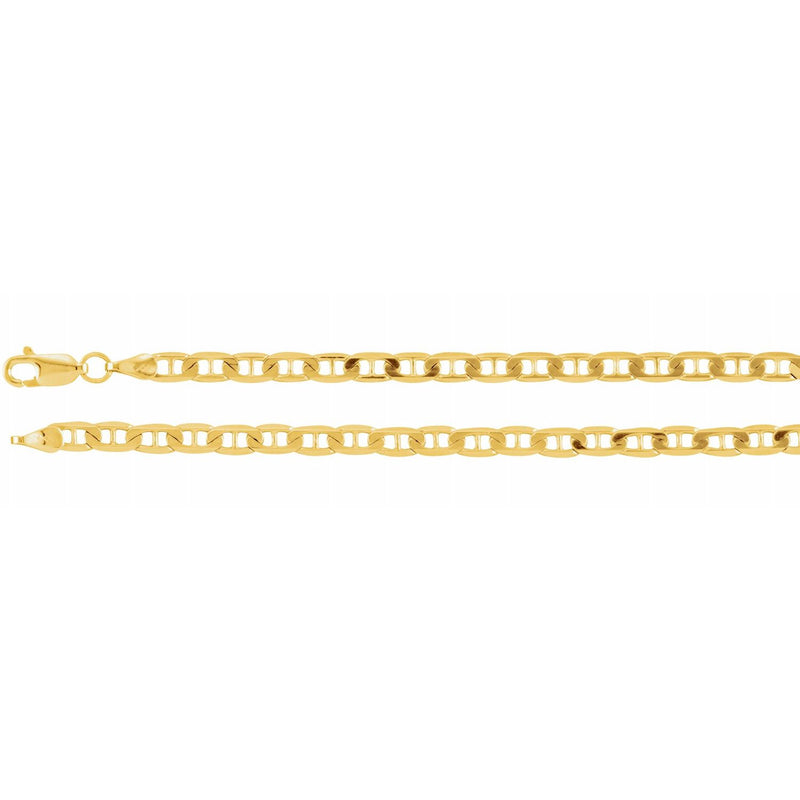 14K Yellow 3.7 mm Solid Curbed Anchor 20" Chain