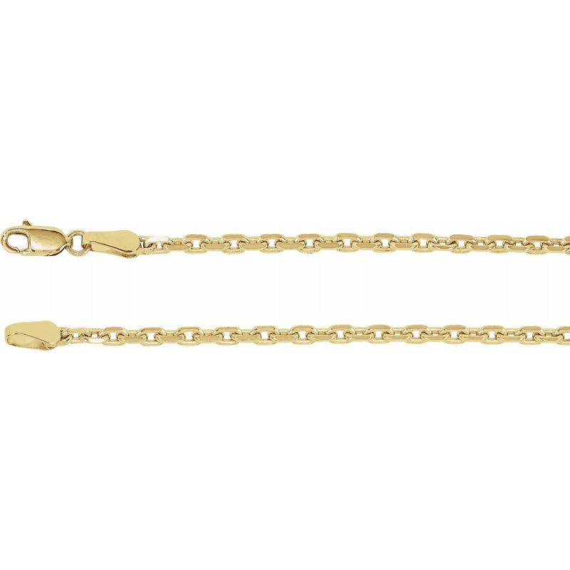 14K Yellow 2.5 mm Diamond-Cut Cable 7" Chain